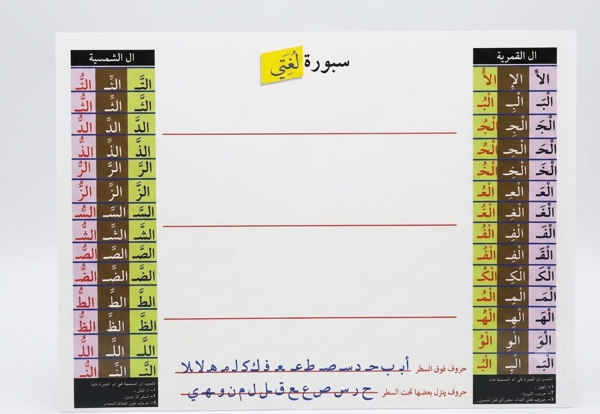 لوحة الحروف والسبورة التعليمية (لغتي)