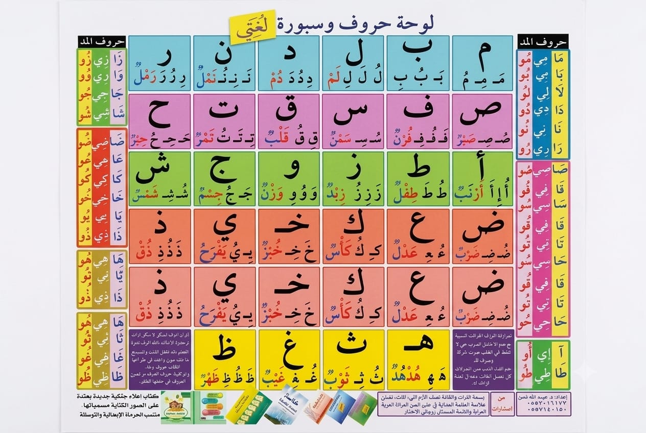 لوحة الحروف والسبورة التعليمية (لغتي)