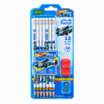 Roco Speed Racer Pencil Set with Sharpener and Eraser - 12 Pieces