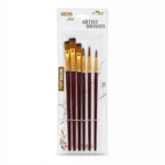 Artist Paint Brush Set – 6 Assorted Flat & Round Brushes