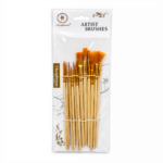 Artist Paint Brush Set – Assorted Shapes & Sizes with Wooden Handles