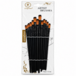 Artist Paint Brush Set – 12 Assorted Brushes with Black Handles
